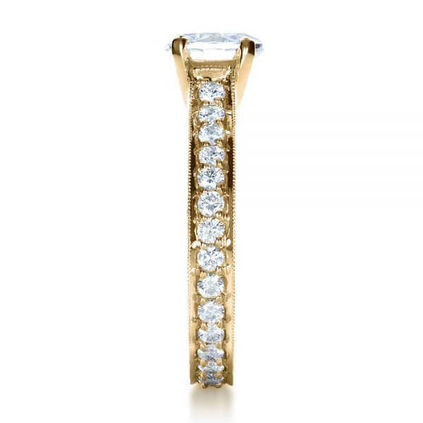 18k Yellow Gold 18k Yellow Gold Custom Diamond And Filigree Engagement Ring - Side View - 1290