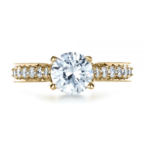18k Yellow Gold 18k Yellow Gold Custom Diamond And Filigree Engagement Ring - Top View -  1290