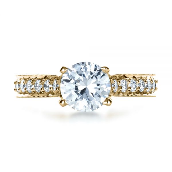 18k Yellow Gold 18k Yellow Gold Custom Diamond And Filigree Engagement Ring - Top View - 1290