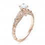 14k Rose Gold 14k Rose Gold Custom Diamond And Hand Engraved Engagement Ring - Three-Quarter View -  100054 - Thumbnail