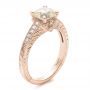 18k Rose Gold 18k Rose Gold Custom Diamond And Hand Engraved Engagement Ring - Three-Quarter View -  100836 - Thumbnail