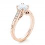 18k Rose Gold And Platinum 18k Rose Gold And Platinum Custom Diamond And Hand Engraved Engagement Ring - Three-Quarter View -  102445 - Thumbnail