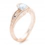 14k Rose Gold 14k Rose Gold Custom Diamond And Hand Engraved Engagement Ring - Three-Quarter View -  102458 - Thumbnail
