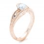 14k Rose Gold 14k Rose Gold Custom Diamond And Hand Engraved Engagement Ring - Three-Quarter View -  102458 - Thumbnail