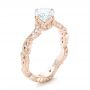 18k Rose Gold 18k Rose Gold Custom Diamond And Hand Engraved Engagement Ring - Three-Quarter View -  102736 - Thumbnail
