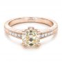 14k Rose Gold 14k Rose Gold Custom Diamond And Hand Engraved Engagement Ring - Flat View -  100836 - Thumbnail