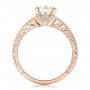 14k Rose Gold 14k Rose Gold Custom Diamond And Hand Engraved Engagement Ring - Front View -  100836 - Thumbnail