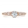 14k Rose Gold 14k Rose Gold Custom Diamond And Hand Engraved Engagement Ring - Top View -  100054 - Thumbnail