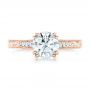 18k Rose Gold And 14K Gold 18k Rose Gold And 14K Gold Custom Diamond And Hand Engraved Engagement Ring - Top View -  102445 - Thumbnail