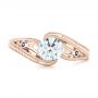 14k Rose Gold 14k Rose Gold Custom Diamond And Hand Engraved Engagement Ring - Top View -  102458 - Thumbnail