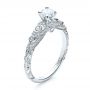 14k White Gold 14k White Gold Custom Diamond And Hand Engraved Engagement Ring - Three-Quarter View -  100054 - Thumbnail