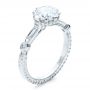 18k White Gold 18k White Gold Custom Diamond And Hand Engraved Engagement Ring - Three-Quarter View -  100852 - Thumbnail
