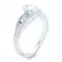  Platinum Custom Diamond And Hand Engraved Engagement Ring - Three-Quarter View -  102458 - Thumbnail