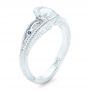  Platinum Custom Diamond And Hand Engraved Engagement Ring - Three-Quarter View -  102458 - Thumbnail