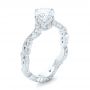 18k White Gold 18k White Gold Custom Diamond And Hand Engraved Engagement Ring - Three-Quarter View -  102736 - Thumbnail