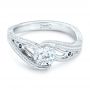 14k White Gold 14k White Gold Custom Diamond And Hand Engraved Engagement Ring - Flat View -  102458 - Thumbnail