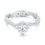 14k White Gold 14k White Gold Custom Diamond And Hand Engraved Engagement Ring - Flat View -  102736 - Thumbnail