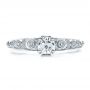  Platinum Platinum Custom Diamond And Hand Engraved Engagement Ring - Top View -  100054 - Thumbnail