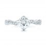14k White Gold 14k White Gold Custom Diamond And Hand Engraved Engagement Ring - Top View -  102736 - Thumbnail