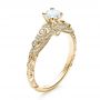 14k Yellow Gold 14k Yellow Gold Custom Diamond And Hand Engraved Engagement Ring - Three-Quarter View -  100054 - Thumbnail