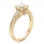 18k Yellow Gold 18k Yellow Gold Custom Diamond And Hand Engraved Engagement Ring - Three-Quarter View -  100836 - Thumbnail