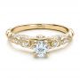 14k Yellow Gold 14k Yellow Gold Custom Diamond And Hand Engraved Engagement Ring - Flat View -  100054 - Thumbnail