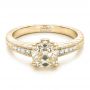 14k Yellow Gold 14k Yellow Gold Custom Diamond And Hand Engraved Engagement Ring - Flat View -  100836 - Thumbnail