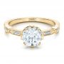 14k Yellow Gold 14k Yellow Gold Custom Diamond And Hand Engraved Engagement Ring - Flat View -  100852 - Thumbnail