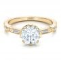 18k Yellow Gold 18k Yellow Gold Custom Diamond And Hand Engraved Engagement Ring - Flat View -  100852 - Thumbnail