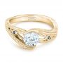 18k Yellow Gold 18k Yellow Gold Custom Diamond And Hand Engraved Engagement Ring - Flat View -  102458 - Thumbnail