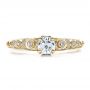 14k Yellow Gold 14k Yellow Gold Custom Diamond And Hand Engraved Engagement Ring - Top View -  100054 - Thumbnail