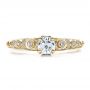 18k Yellow Gold 18k Yellow Gold Custom Diamond And Hand Engraved Engagement Ring - Top View -  100054 - Thumbnail
