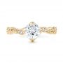 18k Yellow Gold 18k Yellow Gold Custom Diamond And Hand Engraved Engagement Ring - Top View -  102736 - Thumbnail