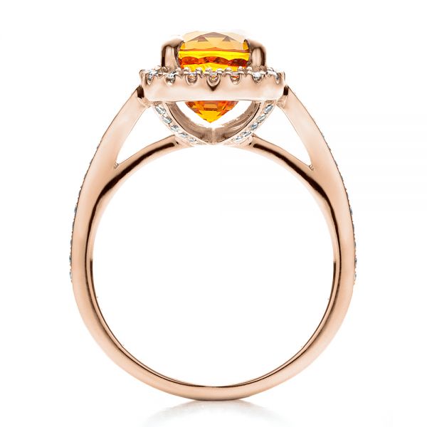 18k Rose Gold 18k Rose Gold Custom Diamond And Orange Sapphire Engagement Ring - Front View -  1452