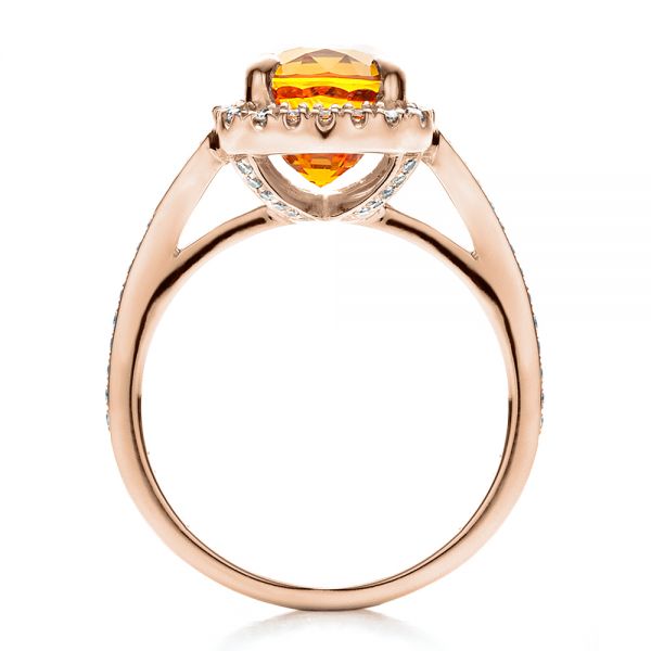 14k Rose Gold 14k Rose Gold Custom Diamond And Orange Sapphire Engagement Ring - Front View - 1452