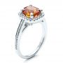 14k White Gold 14k White Gold Custom Diamond And Orange Sapphire Engagement Ring - Three-Quarter View -  1452 - Thumbnail