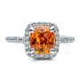  Platinum Custom Diamond And Orange Sapphire Engagement Ring - Top View -  1452 - Thumbnail