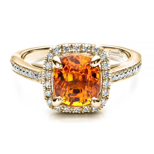 14k Yellow Gold Custom Diamond And Orange Sapphire Engagement Ring 1452 Seattle Bellevue Joseph Jewelry