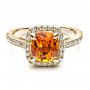 14k Yellow Gold 14k Yellow Gold Custom Diamond And Orange Sapphire Engagement Ring - Flat View -  1452 - Thumbnail