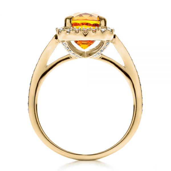 14k Yellow Gold 14k Yellow Gold Custom Diamond And Orange Sapphire Engagement Ring - Front View -  1452