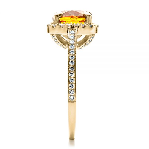 14k Yellow Gold 14k Yellow Gold Custom Diamond And Orange Sapphire Engagement Ring - Side View -  1452