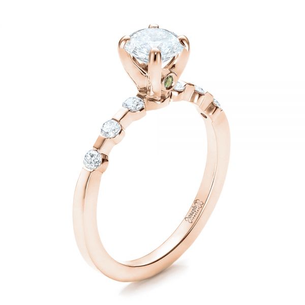 14k Rose Gold 14k Rose Gold Custom Diamond And Peridot Engagement Ring - Three-Quarter View -  101237