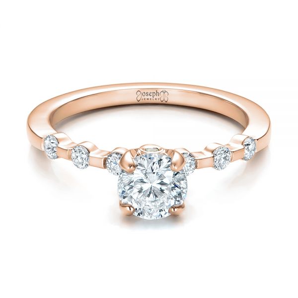 18k Rose Gold 18k Rose Gold Custom Diamond And Peridot Engagement Ring - Flat View -  101237