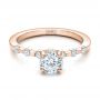 14k Rose Gold 14k Rose Gold Custom Diamond And Peridot Engagement Ring - Flat View -  101237 - Thumbnail