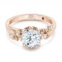 18k Rose Gold 18k Rose Gold Custom Diamond And Peridot Engagement Ring - Flat View -  102137 - Thumbnail