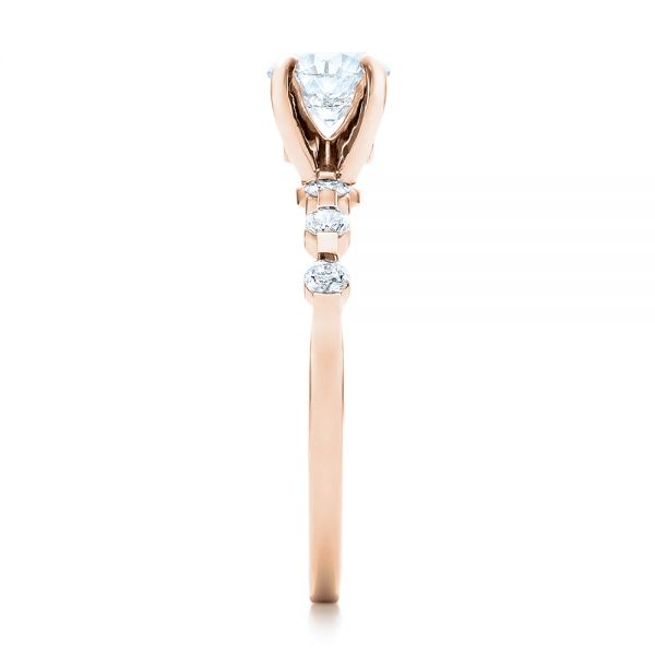 18k Rose Gold 18k Rose Gold Custom Diamond And Peridot Engagement Ring - Side View -  101237