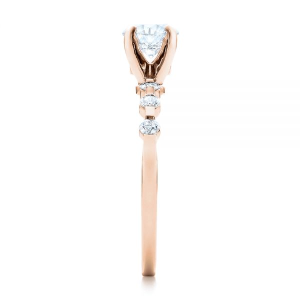 18k Rose Gold 18k Rose Gold Custom Diamond And Peridot Engagement Ring - Side View - 101237