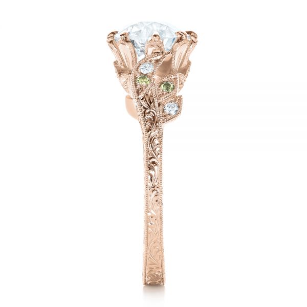 14k Rose Gold 14k Rose Gold Custom Diamond And Peridot Engagement Ring - Side View -  102137