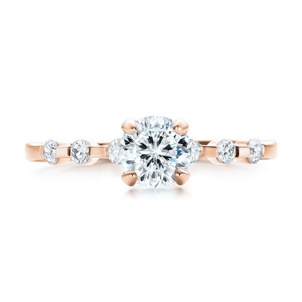 14k Rose Gold 14k Rose Gold Custom Diamond And Peridot Engagement Ring - Top View -  101237