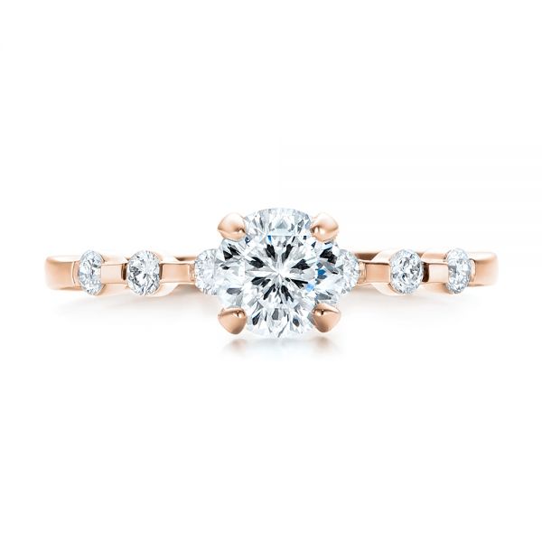 18k Rose Gold 18k Rose Gold Custom Diamond And Peridot Engagement Ring - Top View - 101237